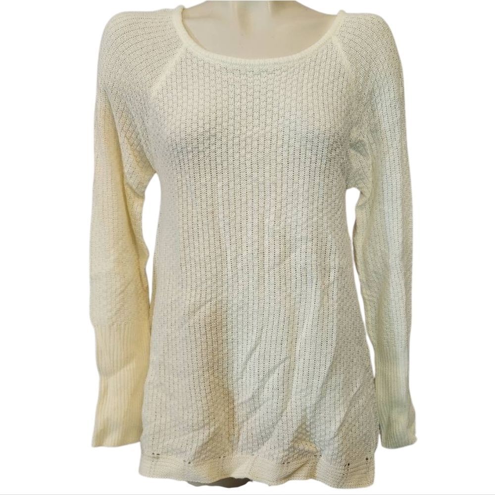 Ivory Open Weave Knit Sweater Size Large‎